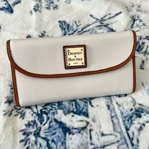 Dooney & Bourke White and Brown Wallet with Leather Trim